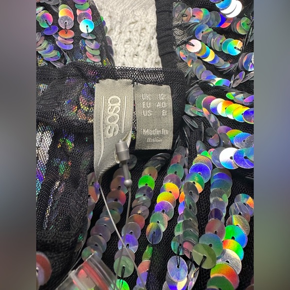 ASOS women’s sequin crop long sleeve stunning sparkle NWT size 8 - Picture 6 of 9